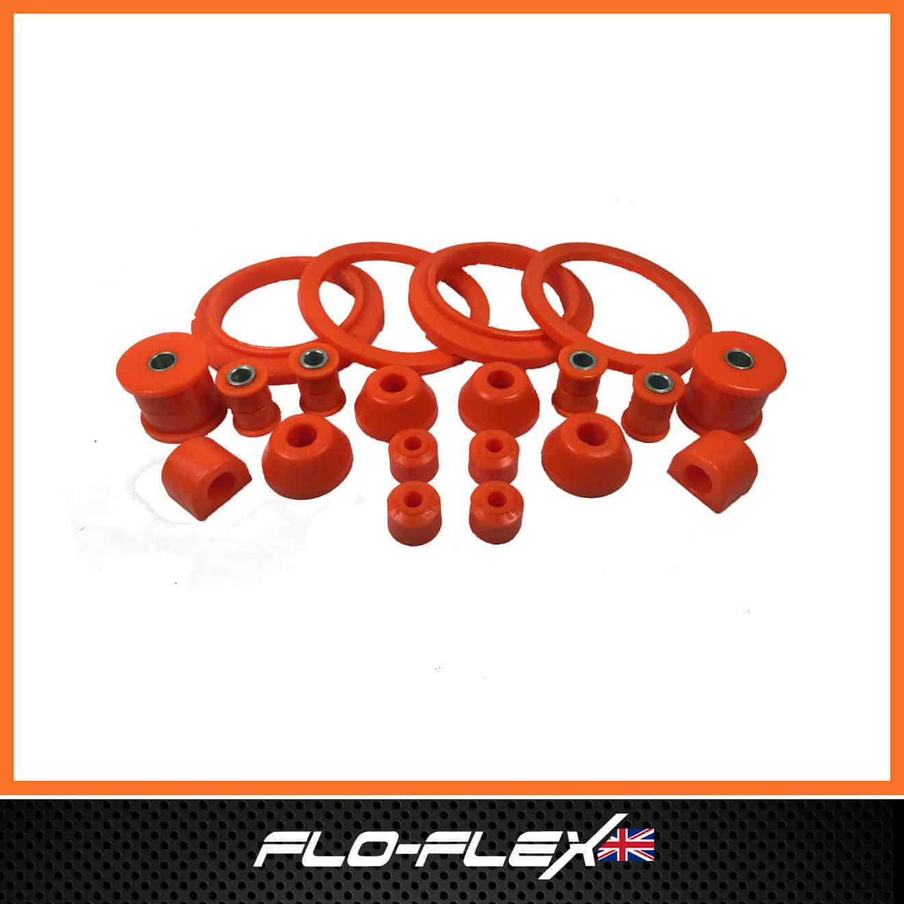 thumbnail image 2 of Flo-Flex Polyurethane Bushings Kit For Triumph Stag - Front & Rear, Full Set, Orange, Lifetime Warranty 2 of 4